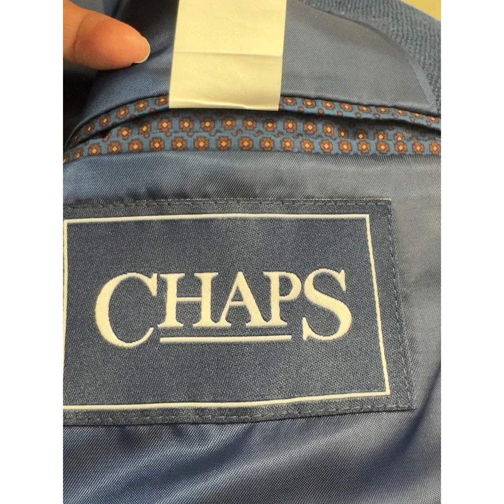 Chaps Blazer Mens 40R Blue Textured Two Button Single Vent Jacket Academia Prep